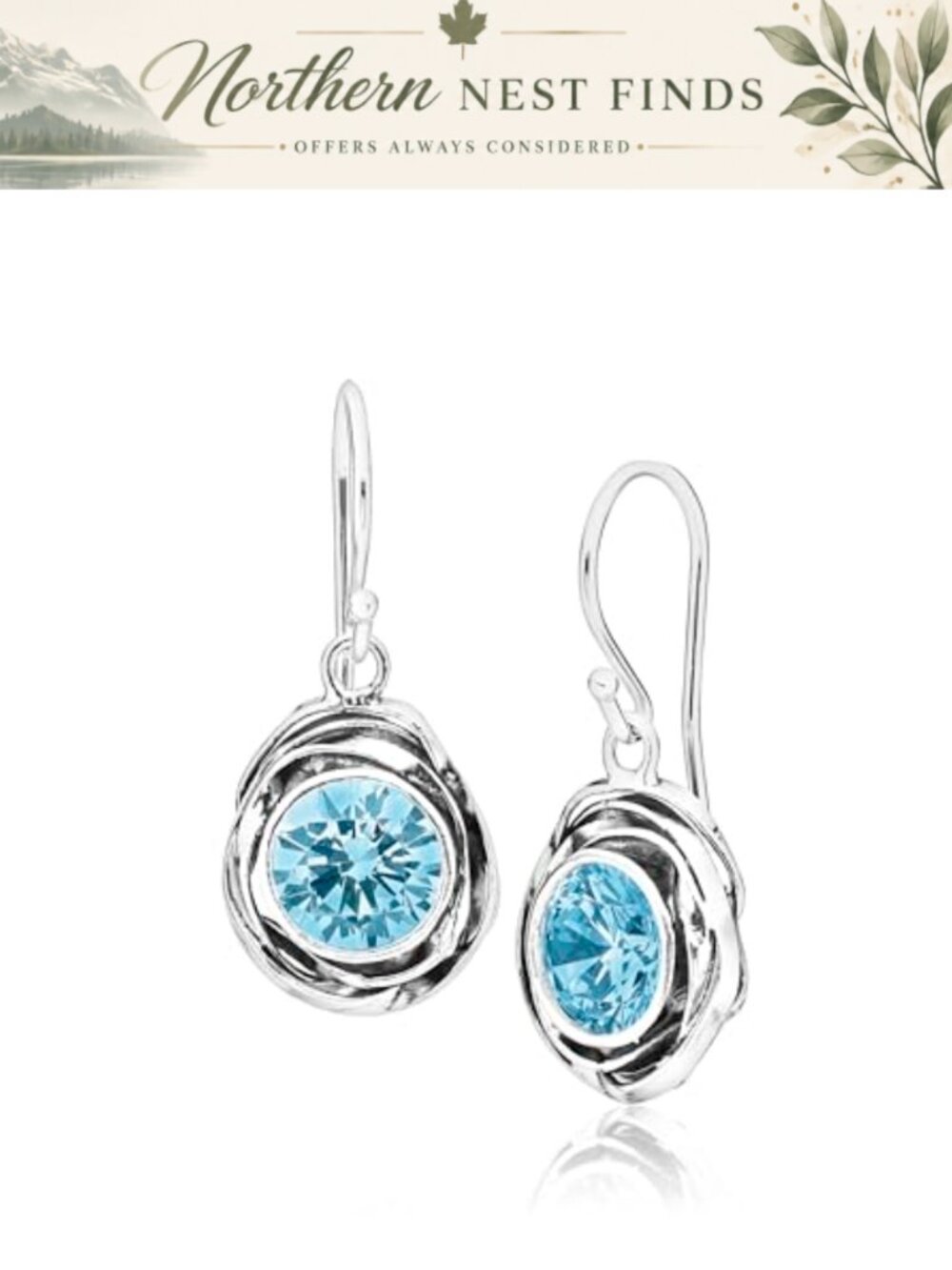 925 Sterling Silver Dangle Earrings Women Wire Wrap Bezel Cubic Zirconia Vintage